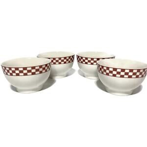 Home Trends Farm Fresh Bowl Set of Four White With Red Checks 3.25 x 5.5